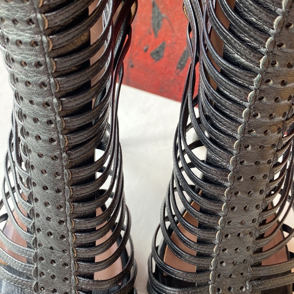 Made in Italy Tabitha Simmons Skyhigh Gladiator cage stiletto heels - 37 1/2 - Picture 8 of 17